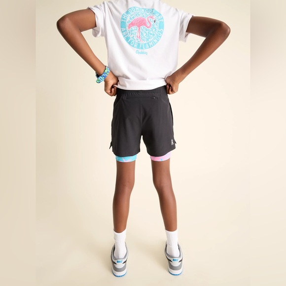 Chubbies Boys The One Leg Two Legs Training Shorts Black Blue Pink Palm Liner XL - Picture 4 of 15